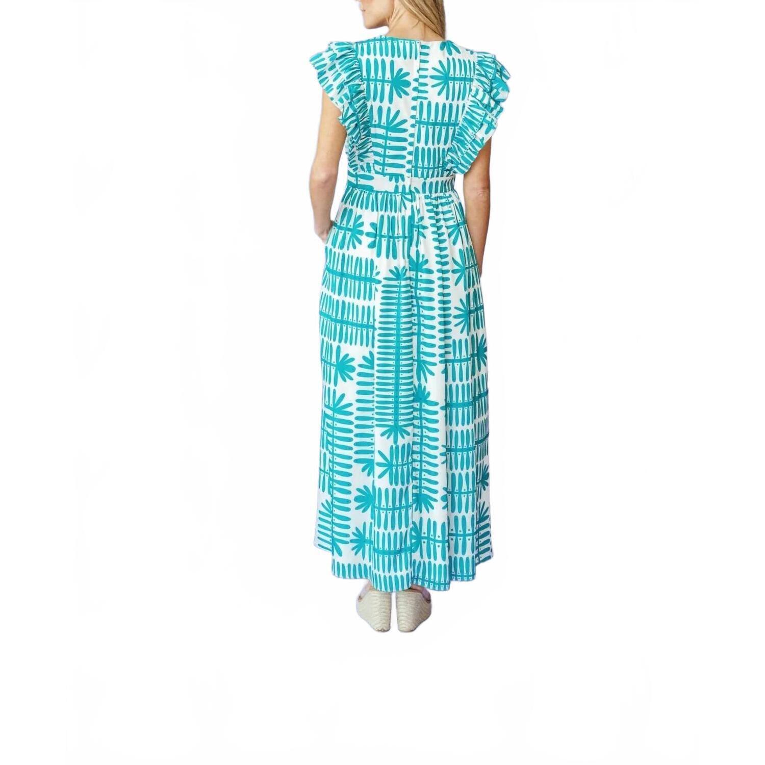 New Sheridan French Stacey Maxi Dress In Teal Botanical — image 3 of 4